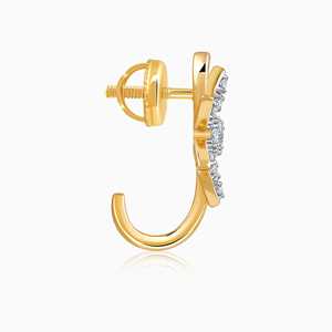 Pendientes de diamantes de aro J frondosos de oro de la colección Heer de GIVA Jewelry - Product Image 4