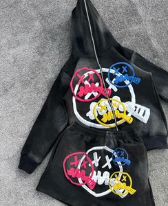Venta al por mayor de otoño personalizado Puff estampado Sudadera con capucha pantalones cortos Diseño Logo Fleece Algodón Hombres Sudaderas con capucha Puff estampado hoodi para hombre - Product Image 6