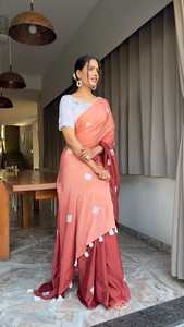 Direct Source Haute Couture Femmes Traditionnelles Georgette Broderie Sari Longue Longueur Mousseline de Soie Indienne Robe de Soie Mariages Fêtes - Product Image 3