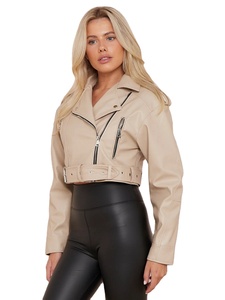 Navigateur personnalisé, veste en faux cuir à bouton pression, veste en faux cuir marron, veste en cuir de moto et vélo courte pour femmes - Product Image 6