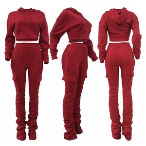 Pantalon d'hiver à manches longues en polaire épaisse solide Ensemble deux pièces Tenues pour femmes Survêtement de sport - Product Image 6