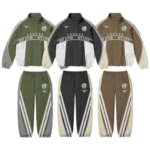 Ensemble de vestes coupe-vent 2 pièces sur mesure, fabriqué en usine, survêtement cargo zippé en nylon et polyester pour hommes - Product Image 1