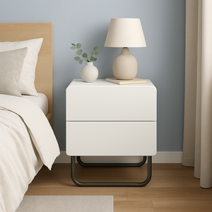 Table de chevet moderne à 2 tiroirs avec finition à base d'eau non toxique pour la décoration de la chambre à coucher - Product Image 1