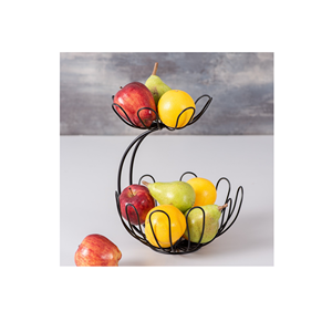 Luxueux panier de fruits en métal de fer à 2 niveaux Solution de stockage en gros de haute qualité au meilleur prix - Product Image 4