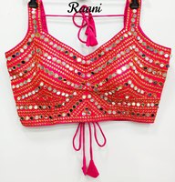 Magnifique chemisier en soie avec broderie lourde en fil zari et travail manuel en miroir véritable pour les fêtes, l'été et l'hiver