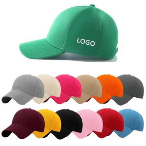 Logotipo personalizado Sombreros de béisbol en blanco de color sólido con logotipo liso deportivo Bordado ajustable unisex, Sombreros de béisbol de poliéster/algodón - Product Image 1