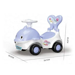 Balade pour bébé de qualité supérieure pour enfants Voiture multifonctionnelle à quatre roues en forme de dauphin avec musique et lumière pour enfants Vente en gros OEM