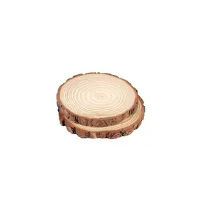 Creative Raw Wood Coaster Coffee Tea Party Cup Holder Customized Small Wood Round Unpeeled Raw Pinewood Coaster Mug Holder