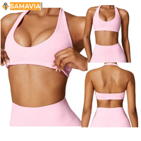 Soutien-gorge de sport pour femme Samavia personnalisé, magnifique, sans couture, à maintien élevé, dos nu, avec nœud frontal, en Nylon Spandex, pour Yoga, Gym et Fitness