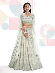 Lehenga semicompuesta de Georgette y blusa sin coser con dupatta para bodas, recepciones, fiestas y ceremonias - Product Image 2