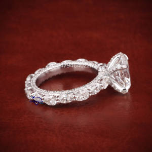 แหวนหมั้นเพชรโมอิสสีทองขาวบริสุทธิ์สำหรับผู้หญิง14KT ความใสระดับสุดยอด - Product Image 6