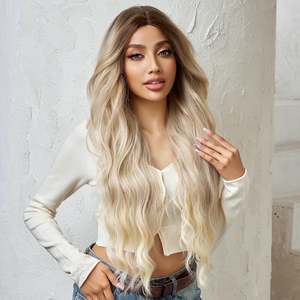 Peluca frontal de encaje DWY de 28 pulgadas, color marrón para ombre, con cabello virgen 100% humano, onda corporal, modelo de 32 pulgadas de longitud estirada para mujer - Product Image 4