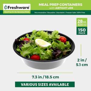 Recipientes Freshware para preparar comidas con tapas [Paquete de 150] Recipientes para almacenar alimentos, aptos para microondas, lavavajillas y congelador, 32 oz - Product Image 6