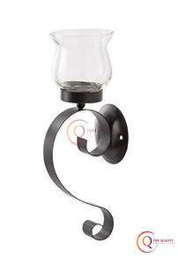 Wall mounted candle <b>holder</b> Metal wall sconce with glass votive Rustic candle Decorative wall candle <b>holder</b> <b>Black</b> Modern - Product Image 4