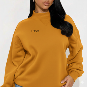 Sudaderas de Forro Polar con Cuello Alto para Mujer, Talla Grande, Invierno, Bordado Frontal Personalizado, Venta al Por Mayor - Product Image 1