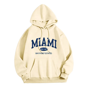 Sudadera con Capucha Miami Bay Point Estates para Hombre, Oversize, de Algodón French Terry, Casual, Otoñal, con Bolsillo - Product Image 1