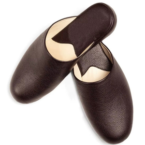 Chanclas negras para mujer, sandalias marrones de cuero genuino hechas a mano, chanclas - Product Image 1