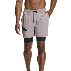 กางเกงขาสั้นผู้ชายแบบมีซิปแห้งเร็วสองชั้นสำหรับออกกำลังกายในช่วงฤดูร้อนกางเกงขาสั้นสำหรับเล่นกีฬายิมฟิตเนสออกแบบได้ตามต้องการ - Product Image 2