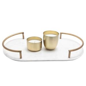 Plateau de service pour restaurant et décoration de la maison avec poignée florale dorée - Product Image 2