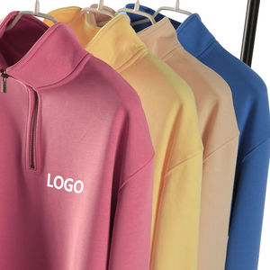 Sudaderas de lana de invierno con media cremallera para hombre con logotipo personalizado OEM, Jersey grueso con capucha, chaquetas de exterior con media cremallera - Product Image 3