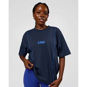 T-shirt ample et tendance Axis Heavyweight Oversized Boxed Tee - Bleu marine Future Palace 240 GSM avec broderie personnalisée - Product Image 4