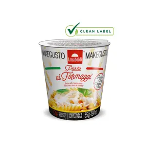 Cangkir Pasta instan Italia kualitas tinggi dengan saus bubuk keju Durum Wheat pasta Fusilli 55g buatan Italia