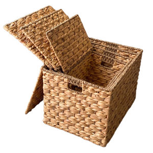 Plateau en rotin marron clair de haute qualité sac de panier de paille tissé à la main avec motif de jacinthe d'eau Source naturelle Vietnam décor à la maison - Product Image 1