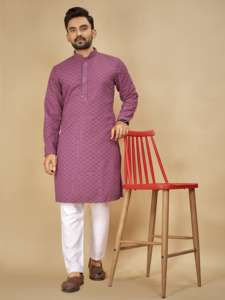 Ensemble Kurta Pyjama pour homme en tissu rayonne de qualité supérieure, vêtements ethniques, sur mesure disponible, livraison rapide par l'exportateur - Product Image 3