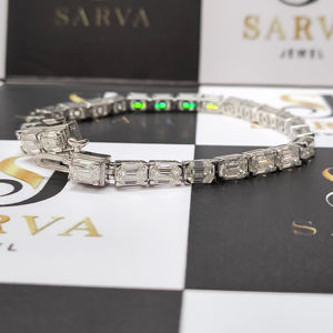 Custom 925 Silver <b>Tennis</b> Link <b>Bracelet</b> VVS Moissanite Emerald Cut Diamond Link <b>Bracelets</b> Cute Style <b>for</b> <b>Men</b> Women <b>for</b> Parties - Product Image 4