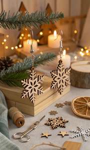 Natural Finish Wooden Christmas Hanging <b>Ornament</b> For Rustic And <b>Vintage</b> Holiday Decoration At Home - Product Image 5