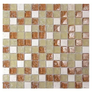 Electra GMC 6 Tan mosaico de vidrio y piedra cocina baño pared Backsplash azulejos - Product Image 1