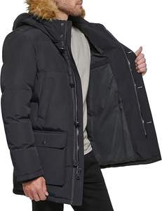 Ventes en gros 2026 Parka longue matelassée pour homme avec capuche à fourrure, coupe-vent d'extérieur, avec poches - Product Image 3