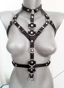 Arnés de metal negro genuino, arnés de declaración con anillos, accesorio de hombro, - Product Image 2