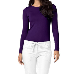 Custom Slim Fit Scrub Crew Neck <b>Long</b> <b>Sleeve</b> Women Plain Jersey Fabric Medical <b>Undershirt</b> Stretchy Scrubs Shirt for Hospital Use - Product Image 5