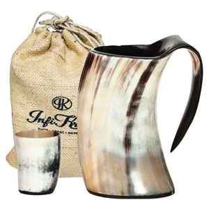 Taza de cuerno para beber vikingo genuino Divit | Jarra de cuerno de cerveza medieval auténtica | Copa de cuerno de capacidad de 24oz/Stein. (Jarl, Pulido) - Product Image 6