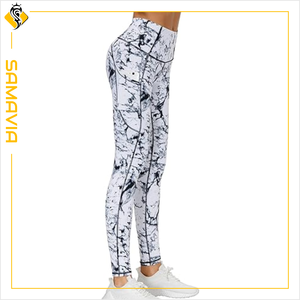 SAMAVIA Women's High Waist Seamless Yoga <b>Leggings</b> Flared Style Compression Workout Pants Logo Breathable Knitted Fabric for Gym - Product Image 1