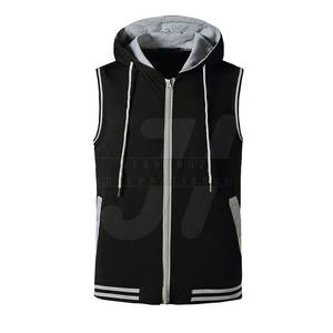 Sudadera con capucha sin mangas de algodón 100% para hombre de alta calidad, ropa ligera para exteriores para invierno, patrón sólido - Product Image 1