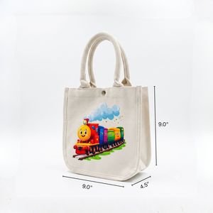 Bolsa de lona para niños con diseño de tren colorido, reutilizable para juguetes y libros - Product Image 2