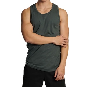 Débardeur uni personnalisé avec logo, style décontracté, pour hommes, vêtements d'été, streetwear, en tissu, vente en gros d'usine - Product Image 2