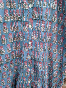 100% Cotton Hand Block Printed Casual Summer Dress Short <b>Tunic</b> with Pocket Embroidered and Button Decorated - Product Image 2