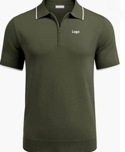 Direct de l'usine coton hommes fermeture éclair pour chemise décontracté tricot à manches courtes solide séchage rapide coupe régulière chemises - Product Image 2