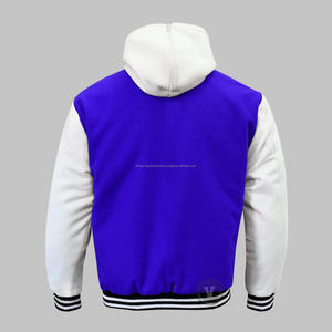 Veste universitaire personnalisée en cuir et laine - Coupe-vent réversible à capuche unisexe - Product Image 6