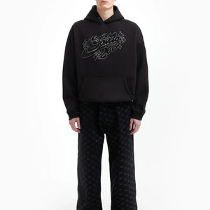 Sudaderas con Pedrería y Logotipo Personalizado de Fabricante de Alta Calidad 2025, Tejido French Terry Grueso, Corte Cuadrado con Logotipo y Pedrería - Product Image 2