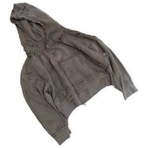 Sweat à capuche vintage 100% coton, fermeture éclair, lavage personnalisé, effet délavé, coupe ample pour homme, fabriqué par Hanger Impex - Product Image 4