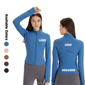 Chaquetas de entrenamiento de gimnasio para mujer, de manga larga Sudadera con capucha para Fitness, Tops de Yoga con agujeros para el pulgar - Product Image 1