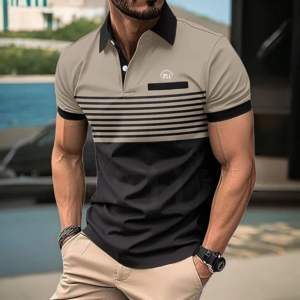 Wholesale Custom Plus Size <b>Office</b> Quick Dry Top Quality Stripped Polo <b>Shirts</b> Men Short Sleeve High Quality Luxury Men Cotton - Product Image 5