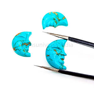Piedra turquesa de cobre elegante con Forma de cara de Luna, piedra preciosa tallada con pieza lisa hecha a mano para decoración de joyería, regalo, uso artesanal - Product Image 5