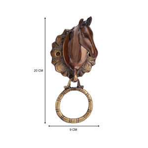 Shubham fait à la main tête de cheval en laiton heurtoir de porte poli religieux Feng Shui décor à la maison porte article décoratif - Product Image 5