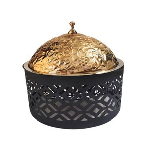 Fancy Black Color Powder Coated Attractive Design Metal Casserole Dish Serving Dish Food Warmer Tabletop Kitchenware Accessories - Product Image 1