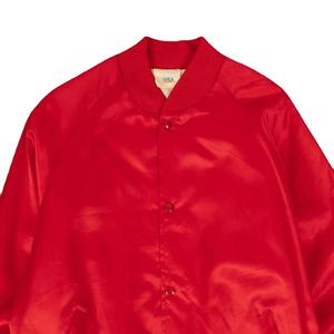 Chaqueta Bomber Vintage de Satén para Hombre, Roja, con Logotipo de Equipo Universitario, Cierre de Broches, Puños a Rayas, Estilo Retro, Chaqueta de Fútbol - Product Image 3